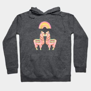 Pink Llama Lovers Kiss Hoodie